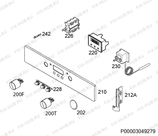 Взрыв-схема плиты (духовки) Zanussi ZOB535752X - Схема узла Command panel 037